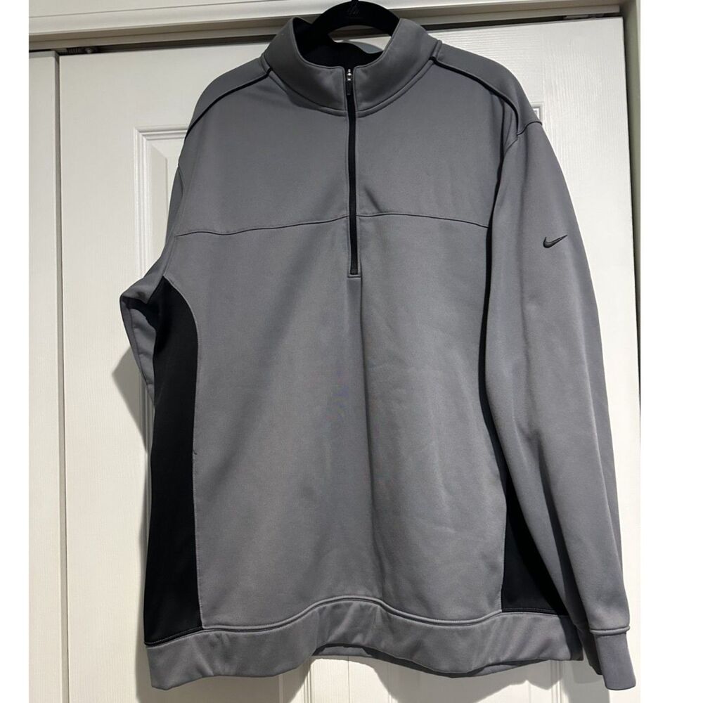 Nike Golf Tour Performance Therma FIT Half Zip Pullover XL Grey Black Swoosh